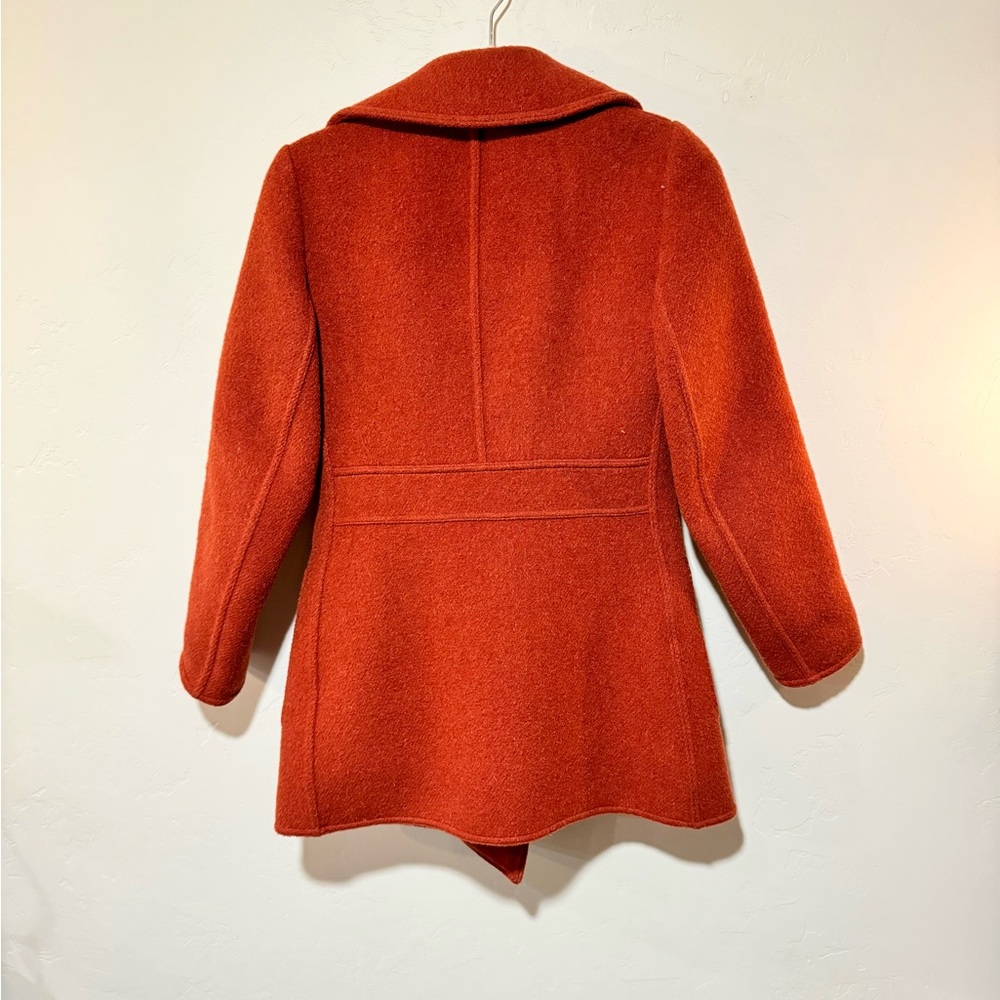 RARE Vintage Max Mara 100% virgin wool pea coat burnt orange - Picture 5 of 6
